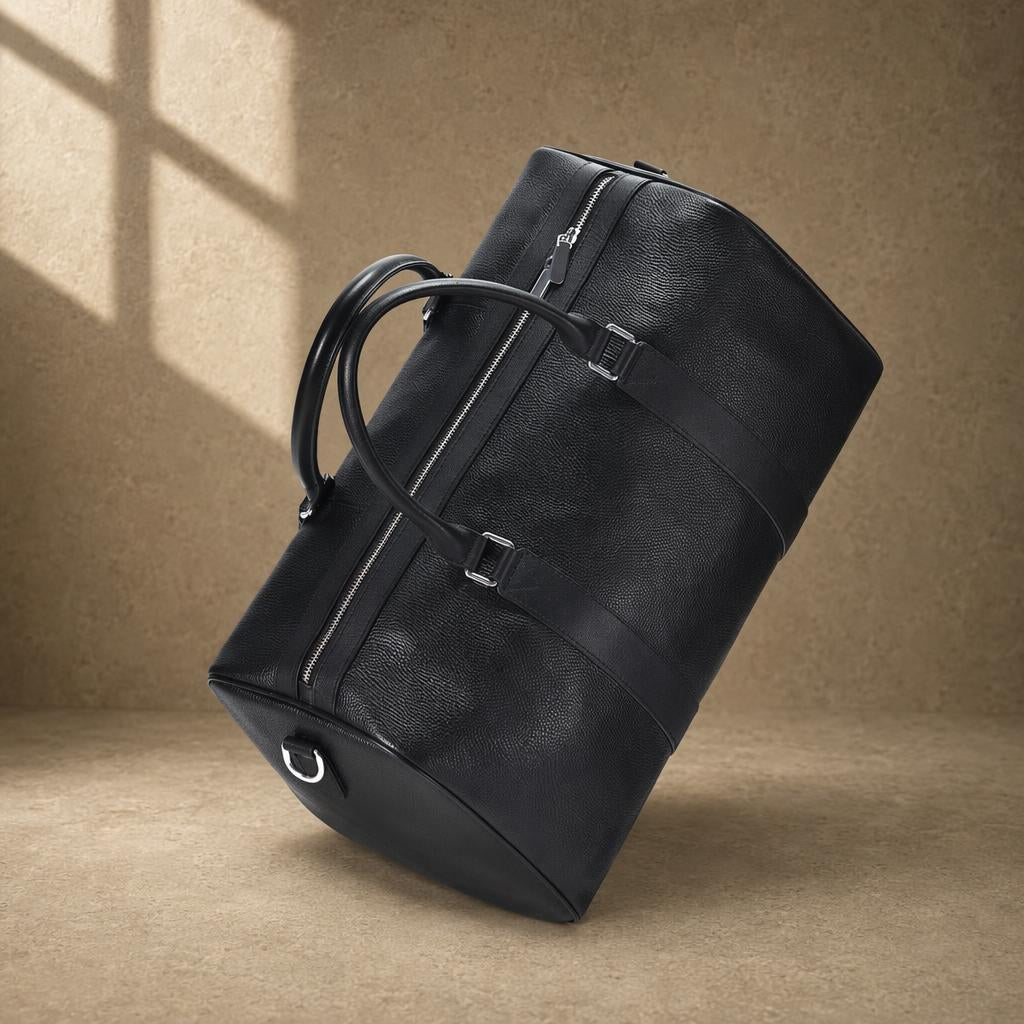 The Harbor Black Leather Holdall Bag