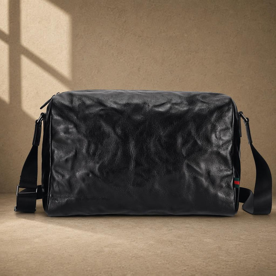 The Metro Black Leather Shoulder Bag