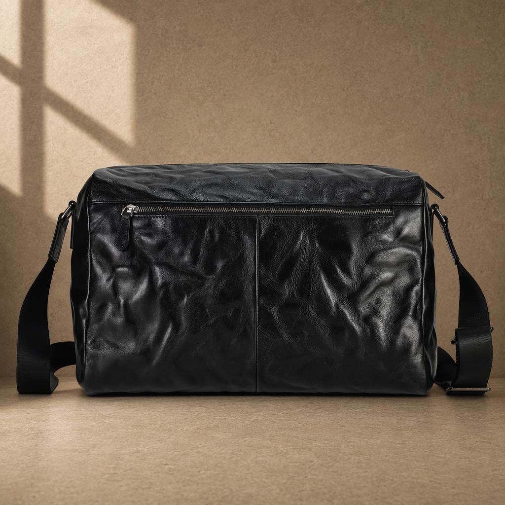 The Metro Black Leather Shoulder Bag