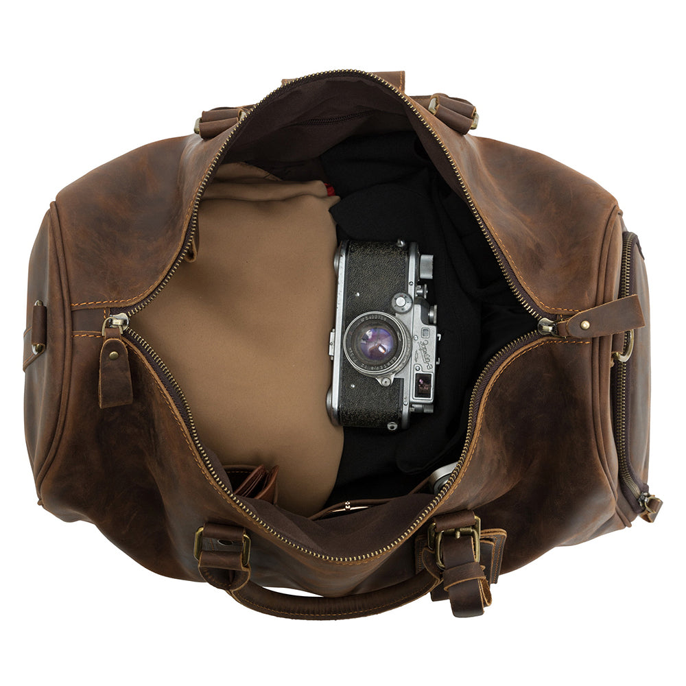 Front product view of The Workshop Structured Leather Duffle