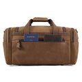 Front view of the Ledger structured business duffle in brown leather