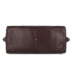 Side profile of the coffee leather weekender