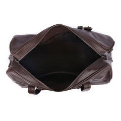 Open main compartment of the coffee leather weekender