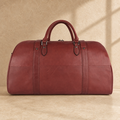 Burgundy leather large weekender bag, rear view