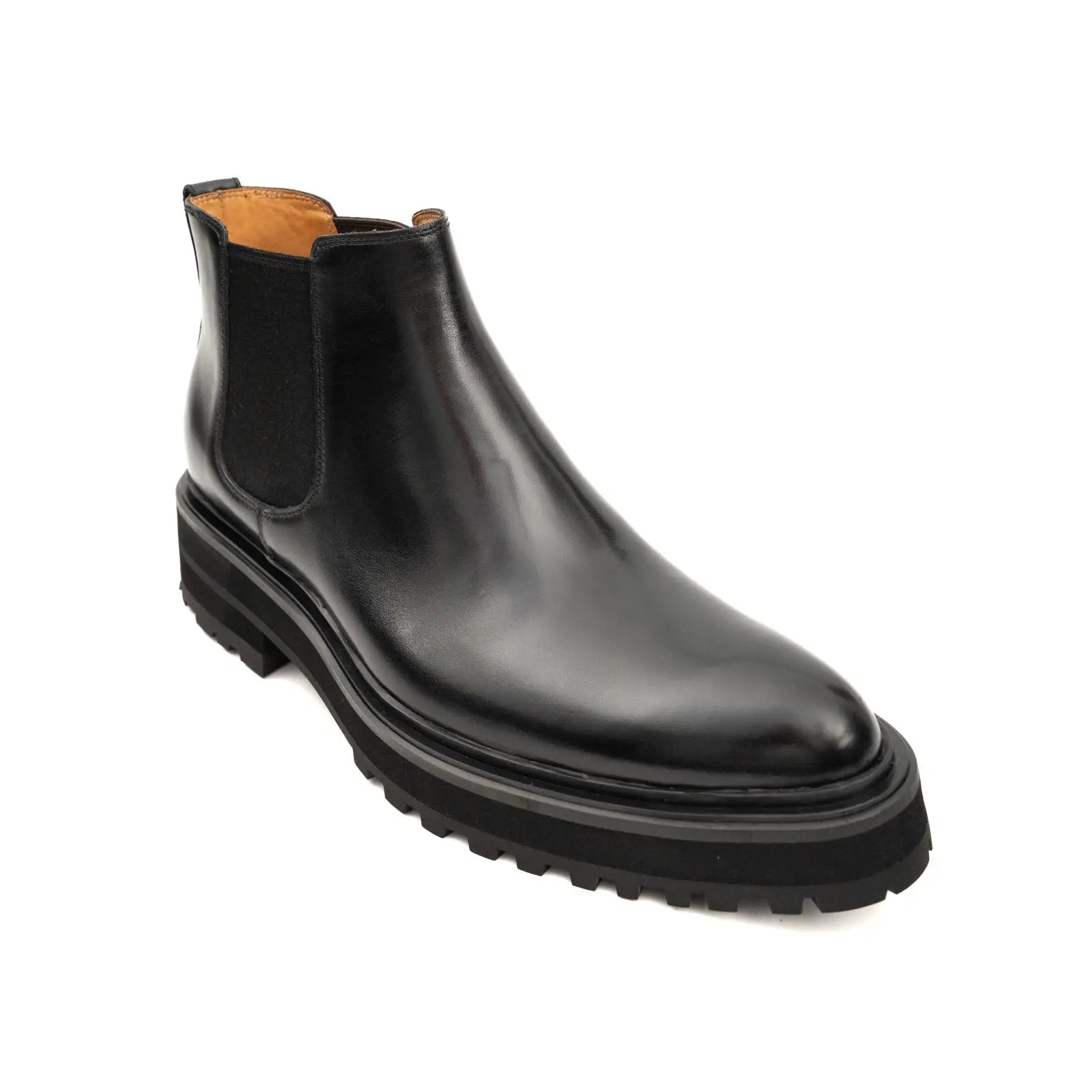 Black Leather Platform Chelsea DIVINCH