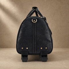 Black Embossed Rolling Travel Duffle