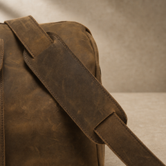 Vintage Leather Weekender Duffle Bag