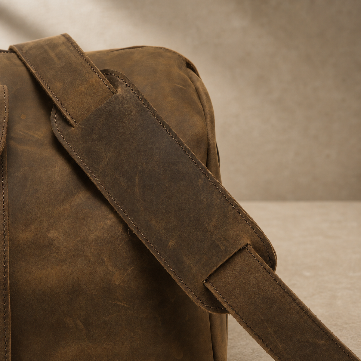 Vintage Leather Weekender Duffle Bag
