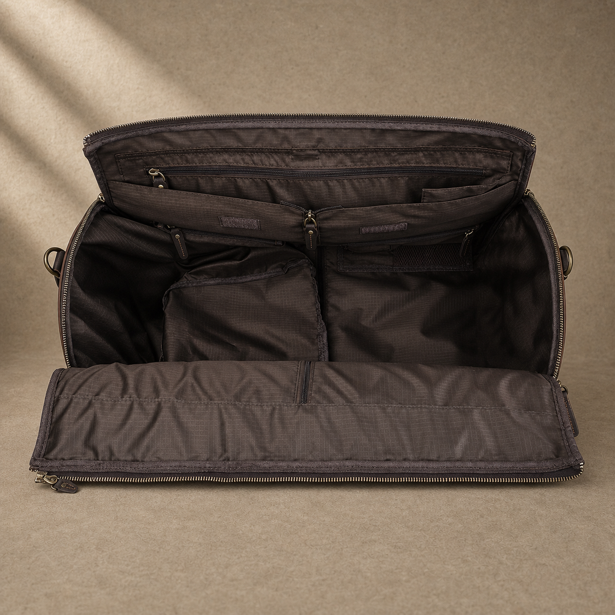 Leather Garment Weekender Duffle Bag