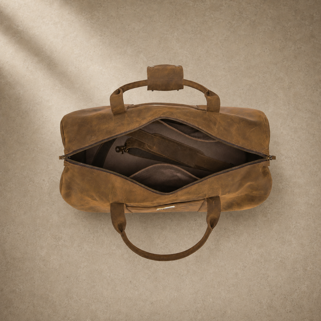 Vintage Leather Weekender Duffle Bag