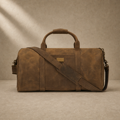 Vintage Leather Weekender Duffle Bag