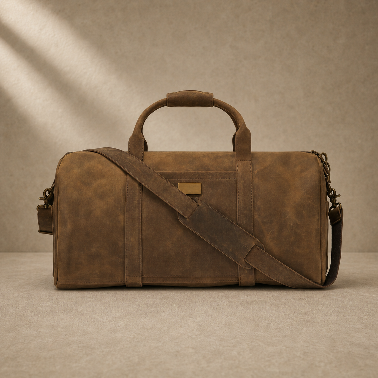 Vintage Leather Weekender Duffle Bag