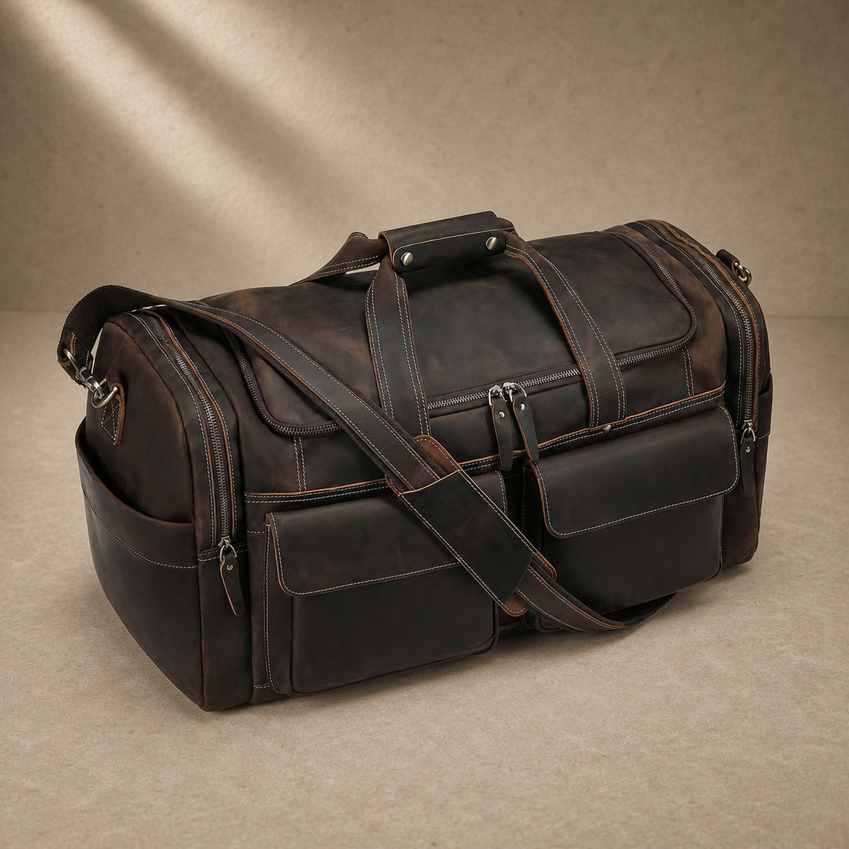 Leather Garment Weekender Duffle Bag