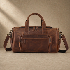 Brown Crazy Horse Leather Duffle Bag