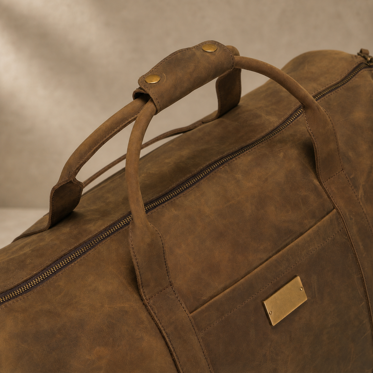 Vintage Leather Weekender Duffle Bag