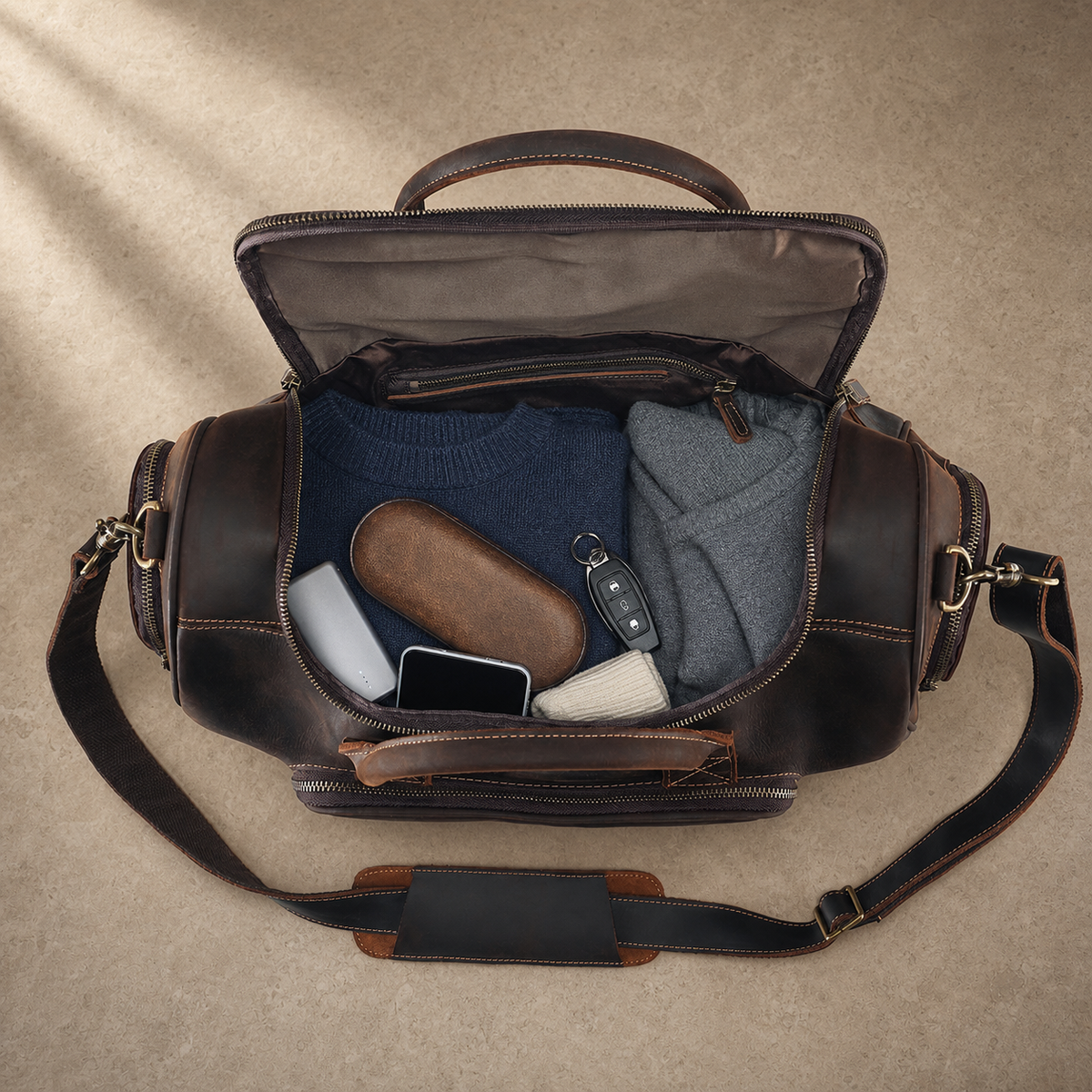 Crazy Horse Leather Weekender Duffle