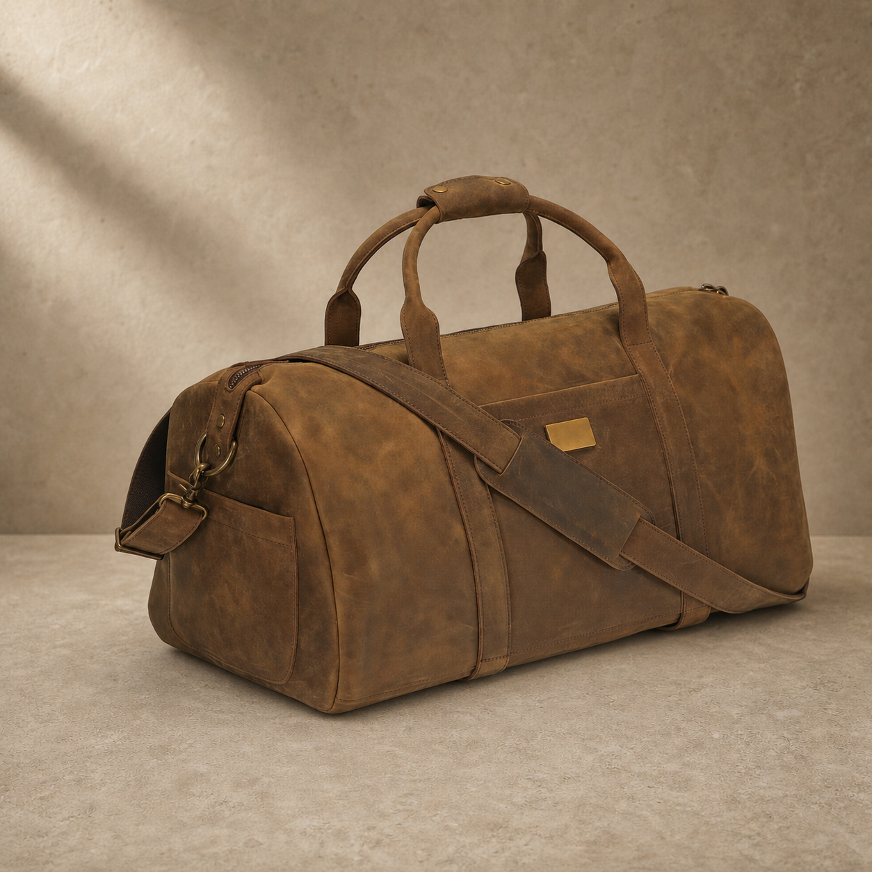 Vintage Leather Weekender Duffle Bag