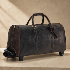 Brown Embossed Rolling Travel Duffle