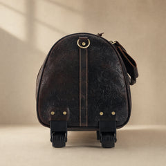 Brown Embossed Rolling Travel Duffle