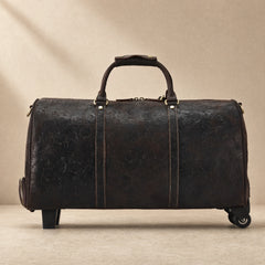 Brown Embossed Rolling Travel Duffle