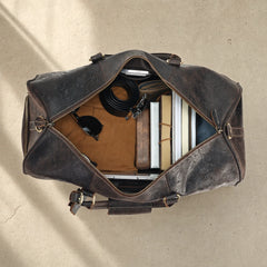 Brown Embossed Rolling Travel Duffle