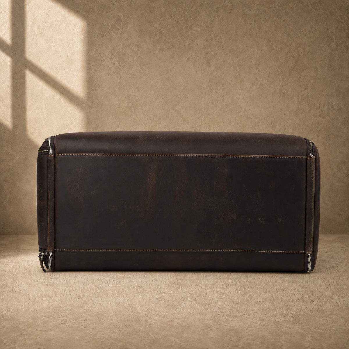 Deep coffee garment weekender duffel base view
